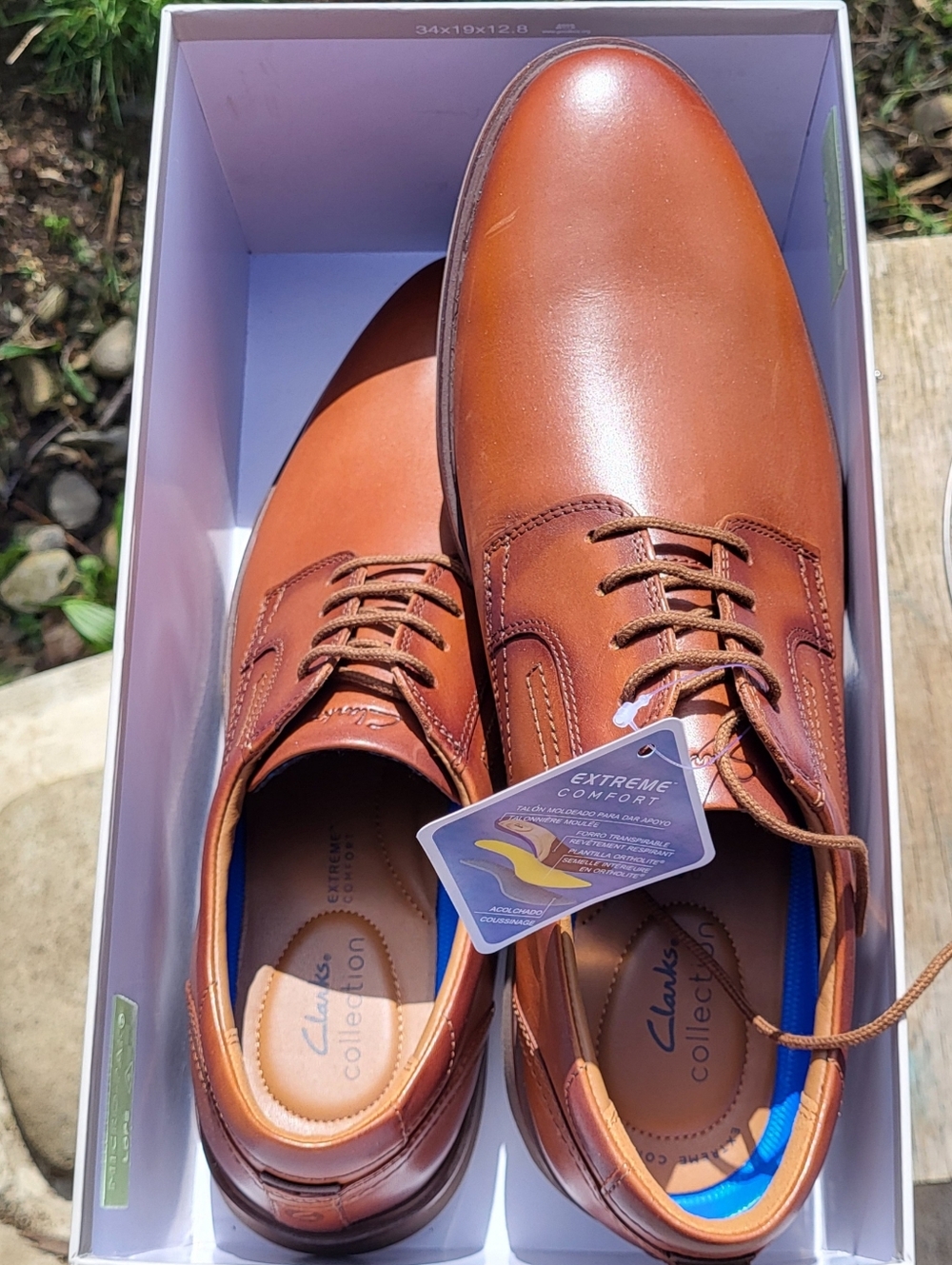 Clarks Men's Cognac Leather Lace-Up Oxfords